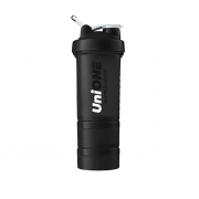 Shaker Bottle UniOne сетка+доп.отсеки 500 ml (черный)